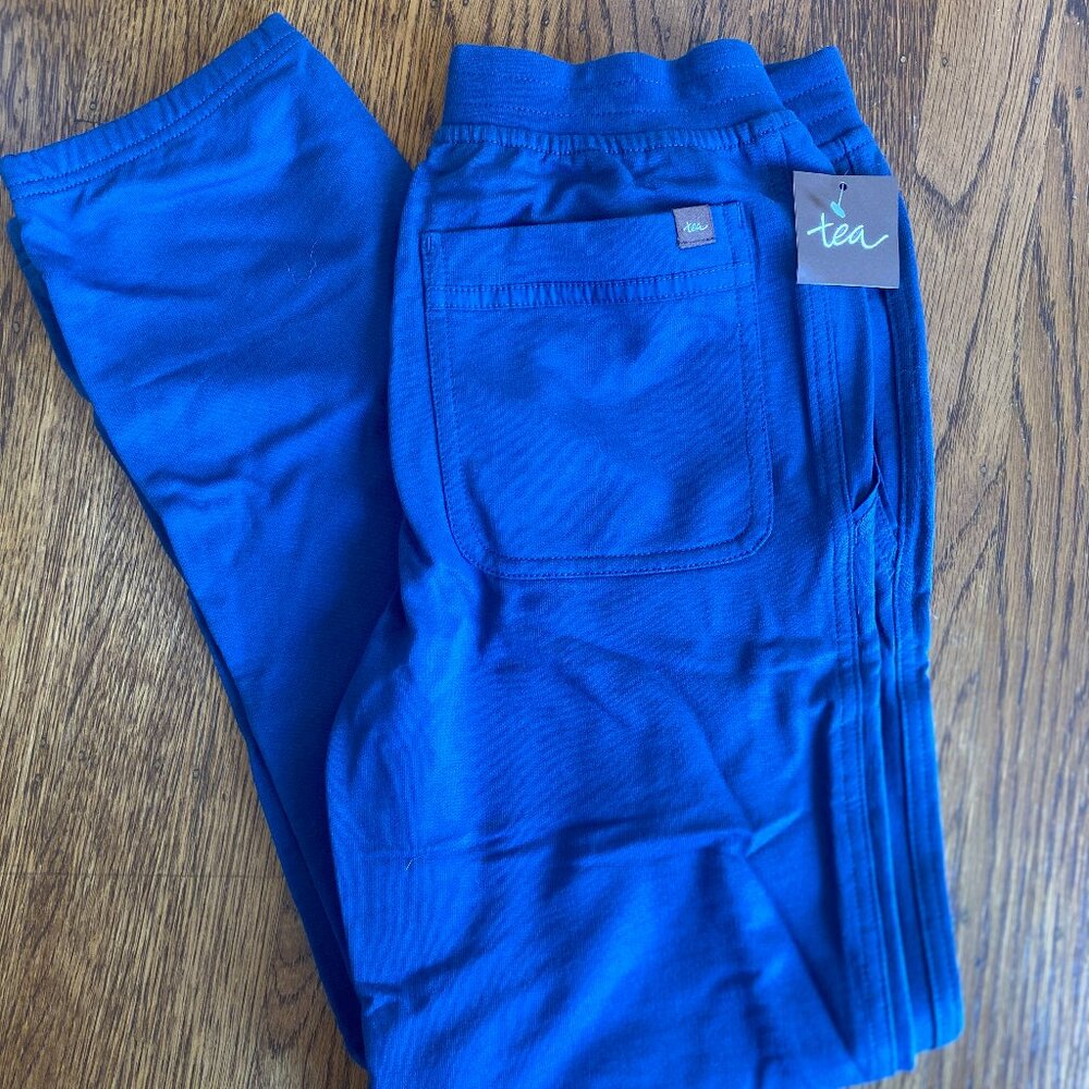Tea Collection French Terry Moto Pants, New w/ Tags, blue, size 12